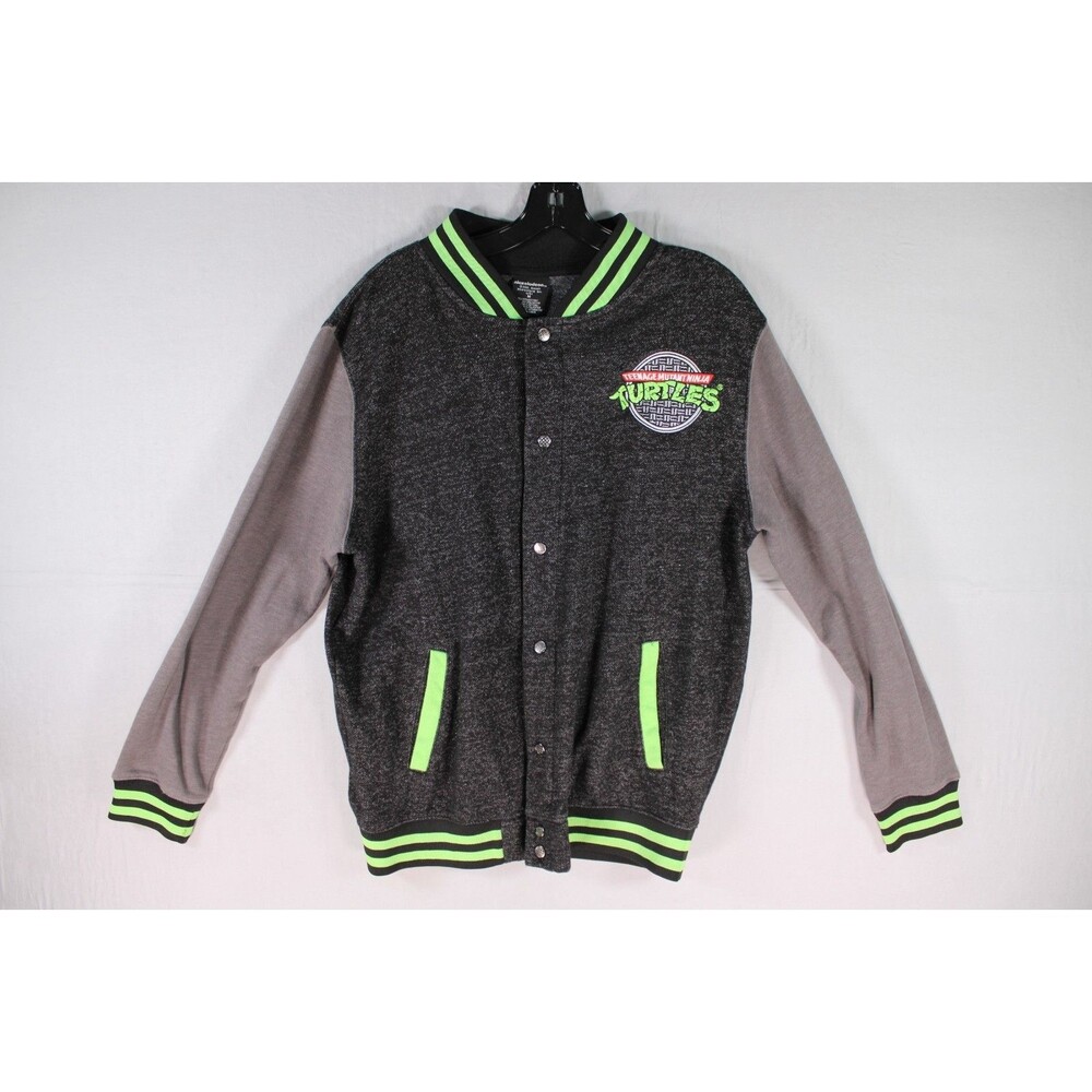 Nickelodeon TMNT Teenage Mutant Ninja Turtles Varsity Jacket Black Gray M